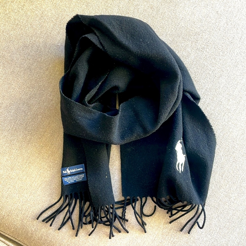 Polo Ralph Lauren 100% Lambswool Scarf – Black